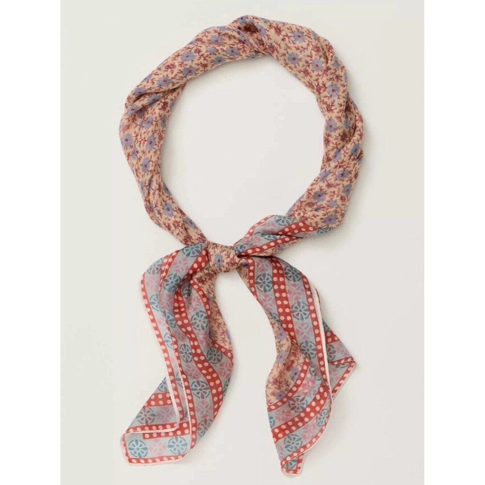 Free People So Silk Printed Bandana Scarf Tube Top Belt Floral Paisley Wrap OS